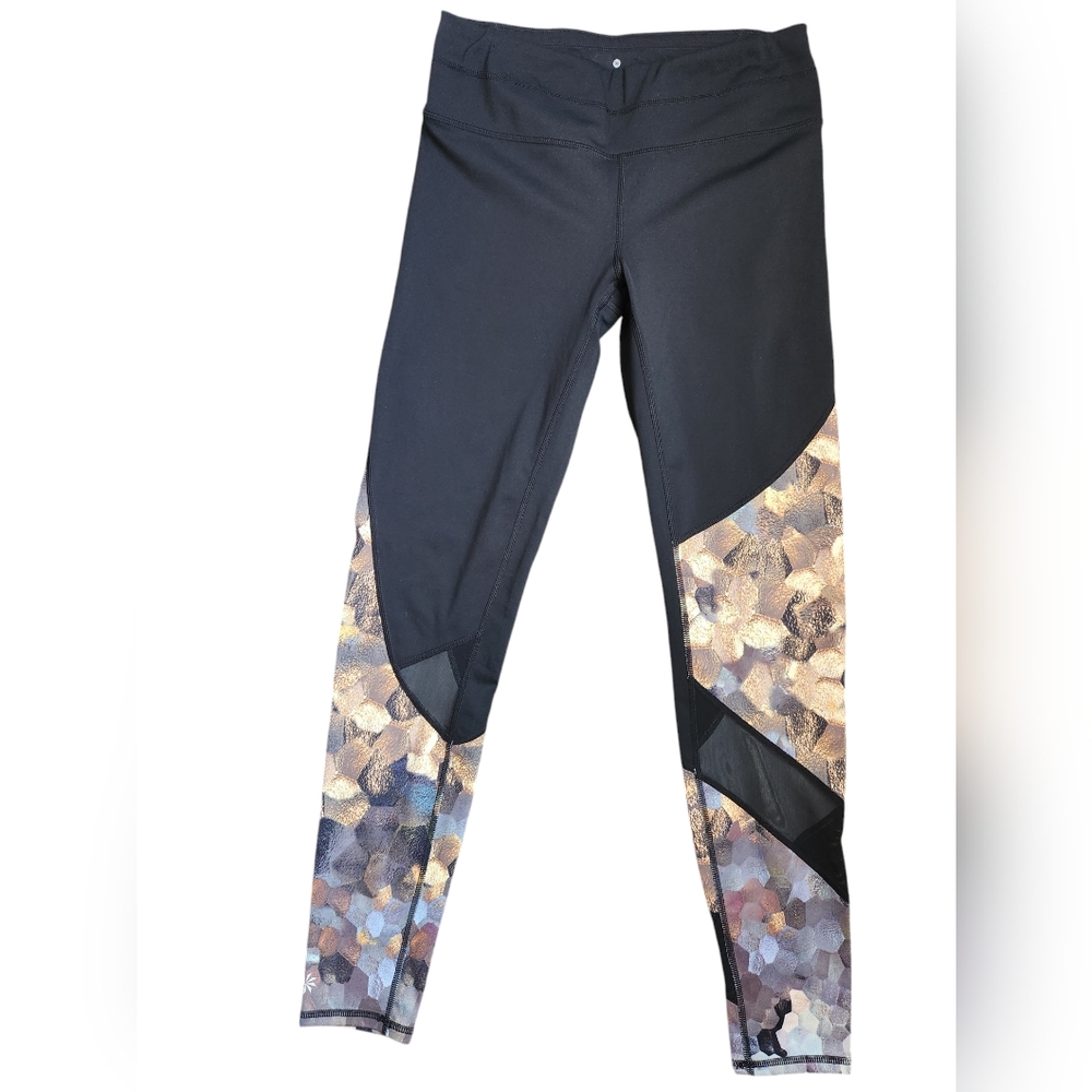 Athleta Black Mesh Sonar Honeycomb Print Leggings Size S
